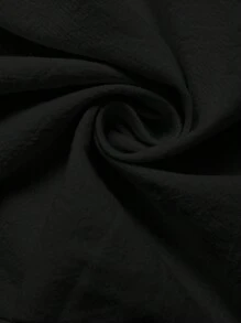 SHEIN LUNE Blusa Floral de Renda com Babados, Apropriada para Férias, Casamento, Dia dos Namorados - Preto - Visão 6