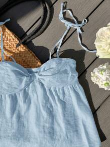 Comfortcana Women's Summer Chest Ruffle Bohemian Vacation Camisole - Blue - View 5