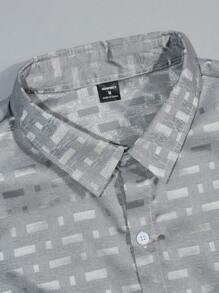 Manfinity Homme Men's Geometric Print Short Sleeve Single-Breasted Casual Shirt Shirts For Men Men Shirts - Multicolor - View 5