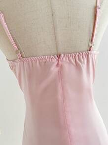 Elamini Vrouwen Elegante Roze Sexy Spaghettiband Taille Definiërende Midi-jurk