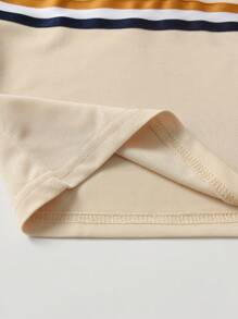 SHEIN 2pcs/Set Young Boy Summer Casual Striped Knight Print T-Shirt And Pants Set - Apricot - View 5