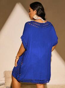 Swim Basics 1 Stück Damen Große Größen Strandkleid Einfarbig, locker geschnitten - Blau - Übersicht 2