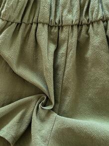 SHEIN Barboteuse sans manches pour bébé fille avec volants à la base, de couleur verte, pour l'été