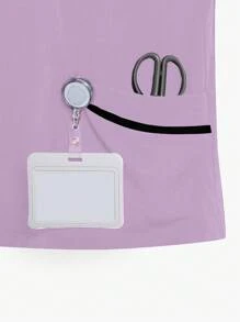 TaskEZ Maglietta donna con bordi a contrasto di colore, maniche corte, camice da lavoro