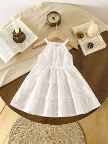 SHEIN Vintaside Kids 女宝宝休闲度假针织纹理连衣裙，适合旅行