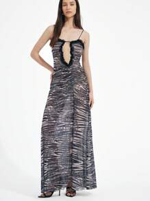 Aveloria GENKIRA Rochie asimetrică cu decupaj în formă de inimă pentru femei tinere, sexy și elegante - Multicolor - Vizualizare 4