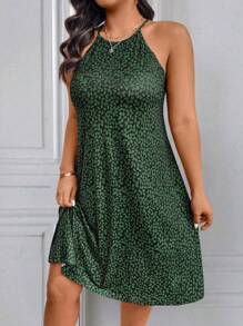SHEIN LUNE Abito casual estivo a fantasia tutto-su con scollo ad aletta, per taglie forti