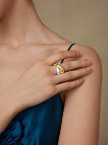 MOTF PREMIUM 十字交叉开口指环，金色和银色