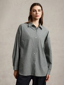 Briarwyn Women's Solid Color Long Sleeve Shirt, Minimalist And Fashionable, Suitable For Summer Business Casual Woman - Grey - View 3