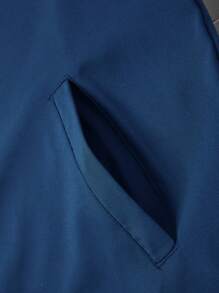 Manfinity Homme Men Light Grey Fabric Hooded Long Sleeve Outdoor Jacket For Sports And Outdoor Activities,Tech Wear Jacket, Fall - Blue - View 4