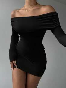 Aloruh Women's Sexy Off Shoulder Backless Tied Bodycon Mini Dress, Perfect For Party Black - Black - View 3