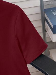 Camiseta casual de manga corta y cuello redondo con estampado gráfico para niño preadolescente - Burdeos - Ver 3