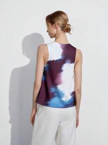 Lumivelle 女士扎染垂领优雅夏季吊带背心，适合通勤 - 彩色 - 查看 2