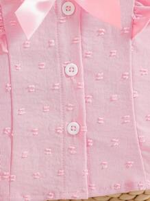 Souflis Souflis Baby Girl Elegant Cap Sleeve Blouse - Pink - View 4