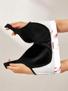 Rhythm Era Plus Size Ink Print Sports Bra With Fixed Cup, Adjustable Shoulder Straps, High Support