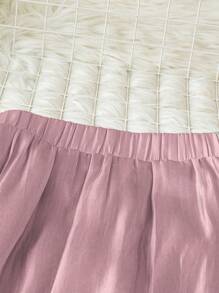 DreamSkyne 大码女式优雅浪漫缎腰 A 字裙，适合约会 - 粉色 - 查看 4