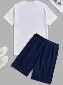 RueChic Ensemble de t-shirts réguliers en coton pour hommes imprimés d'ours et de lettres