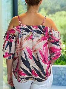 INAWLY Solva 大码休闲植物印花露肩无袖衬衫 - 彩色 - 查看 2