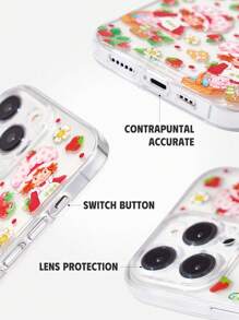 Strawberry Shortcake X SHEIN Durable And Fashionable Fun Mobile Phone Case, Strawberry Doll Print Protective Cover Design, Compatible With IPhone,,Gift Ideas, Summer / Spring ,Beach, Vacation - Clear - View 3