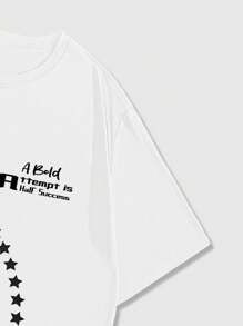 ROMWE MEN Street Life Men's Blurred Human Portrait Round Neck Short Sleeve Casual Loose T-Shirt