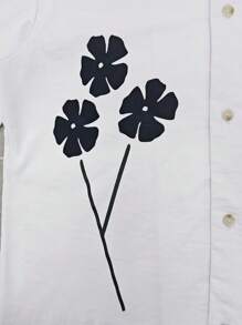 Manfinity Dauomo Men's Floral Print Short Sleeve Single-Breasted Casual Shirt