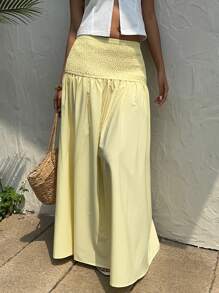 SHEIN EZwear Women's Leisure Knotted Waist Skirt - Yellow - View 4