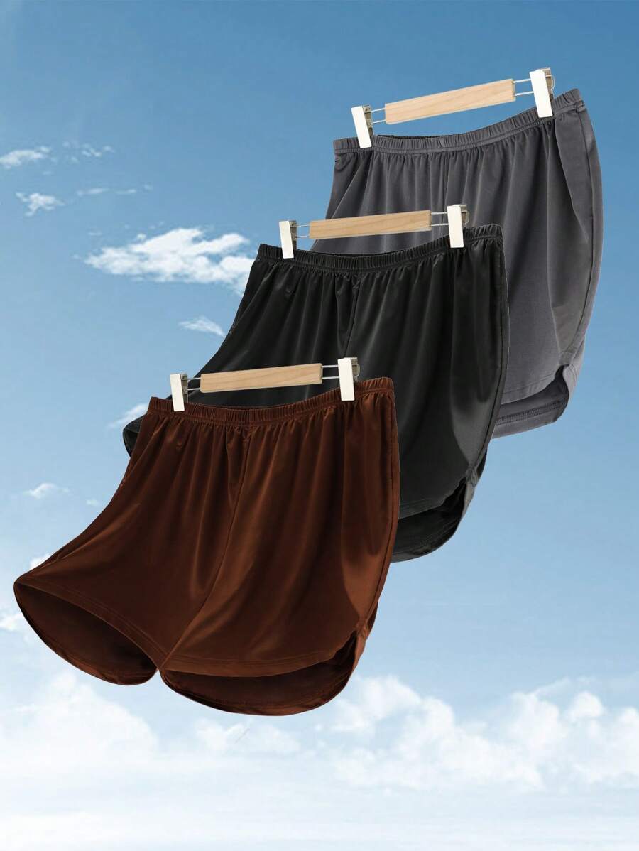 SHEIN EZwear 3件套休闲针织大码短裤 - 彩色 - 查看 1