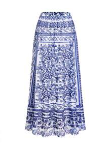 Swim Oasis Oasis Paisley Print Premium 2 Pieces Swimsuit For Summer Beach Vacation - Blue and White - View 3