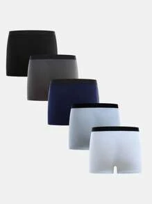 5 piezas Camisetas interiores de algodón negro, cómodas para niño y adolescente
