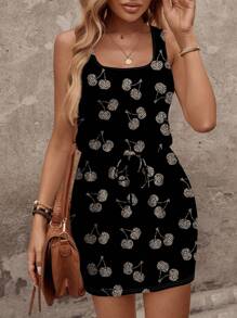 SHEIN LUNE Women Casual Floral Print Mini Dress, Suitable For Spring And Summer,Casual - Multicolor - View 2