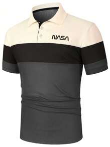 Manfinity Mode 男士時尚經典休閒日常三色拼接Polo衫 - 深灰色 - 查看 3