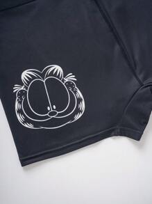 GARFIELD | SHEIN 大码舒适可爱卡通猫咪印花胸罩和内裤套装