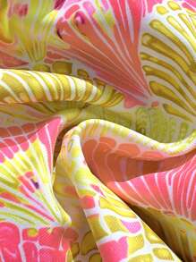 Swim Mod 2pcs/Set Summer Beach Holiday Spaghetti Strap Printed Top And High Cut Bottoms Bikini Set - Multicolor - View 5