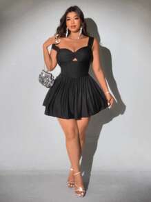 Viva Relle Plus Size Elegant Knit Twist Ruched Bodycon Dress - Black - View 5