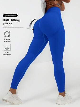 SHEIN Sports 7/8 Yoga Leggings Seamless Tummy Control Training Leggings