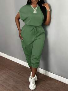 Slaydiva 大码女式透明蓝色短袖T恤和短裤两件套，夏季