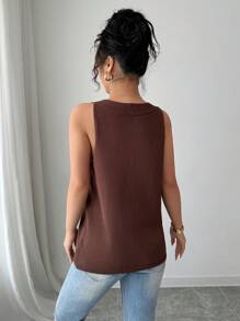 Gloray Women's Solid Color Sleeveless V-Neck Vest, Minimalist Fashion Suitable For Summer