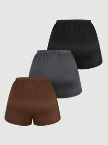 SHEIN EZwear 3件套休闲针织大码短裤 - 彩色 - 查看 2