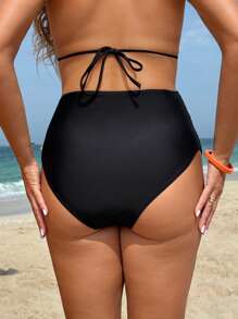 SHEIN Traje de baño de maternidad Bottom de cintura alta con cobertura total y compresión alta, shorts de natación con pliegues laterales, talla grande