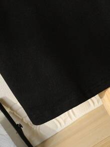 SHEIN Teen Girl Summer Vibes Palm Tree & Sunflower Print Round Neck Short Sleeve Vacation T-Shirt, Black - Black - View 5