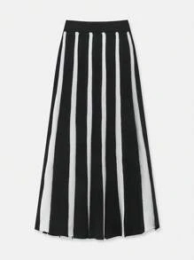 Maija Women Striped Long Casual Knit Skirt