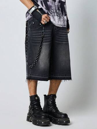 Street Life شورتات جينز عادية مغسولة بطبقتين على الخصر للرجال