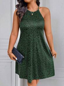 SHEIN LUNE Abito casual estivo a fantasia tutto-su con scollo ad aletta, per taglie forti