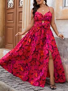 SHEIN VCAY Váy liền thân in hoa cỡ lớn cho nữ, váy xòe xẻ tà phía trước, váy đi biển, trang phục mùa hè cho nữ, trang phục lễ Phục sinh mùa xuân, trang phục lễ hội cho nữ, trang phục rave, trang phục nghỉ mát thanh lịch, trang phục dự tiệc cưới, trang phục hòa nhạc Bohemia cho nữ, trang phục hòa nhạc đồng quê cho nữ, trang phục nghỉ mát trên bãi biển - Nhiều màu - Xem 6