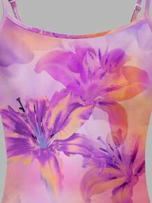 SHEIN EZwear 女士休闲花卉图案性感吊带背心，适合夏季 - 彩色 - 查看 5