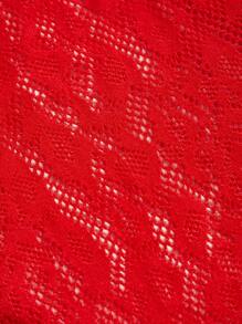 2 piezas Lencería de mujer sin entrepierna, sensual y tentador disfraz de estampado leopardo de malla de red - Rojo - Ver 7