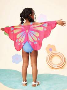 Set de 2 piezas de bikini top y braga tipo tankini con estampado de mariposa para niña joven CutesyCutie
