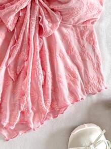 Soleia Women Holiday Halter Front Tie A-Line Crop Top - Baby Pink - View 8