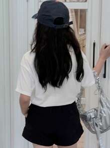 DAZY 青少年女孩圆领印花短袖 T 恤，针织，夏季，返校服装 - 白色 - 查看 5