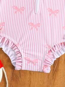 1 pièce Maillot de bain une pièce à manches longues avec imprimé papillon pour filles, avec chapeau inclus
